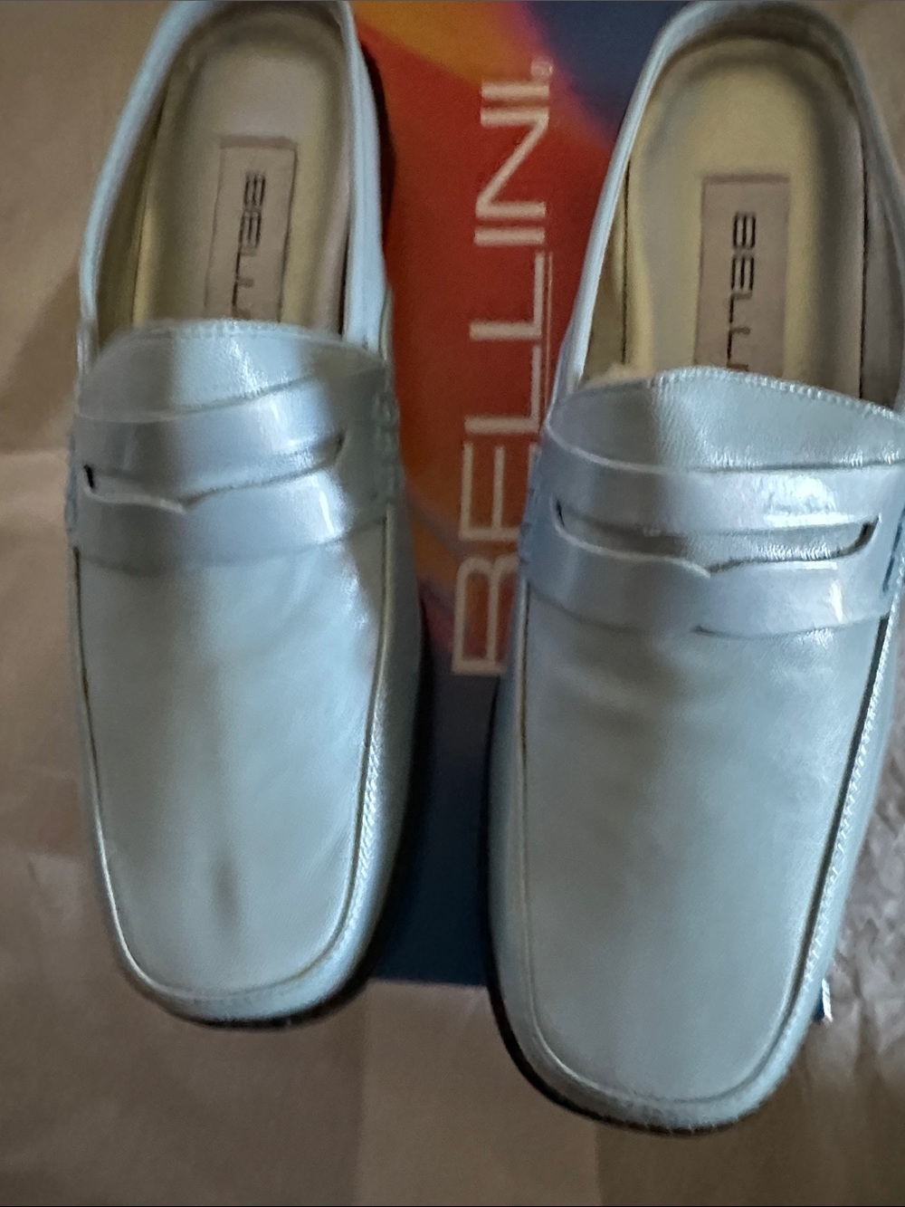Vintage Bellini Light Blue Penny Loafer Mules NIB 7.5M